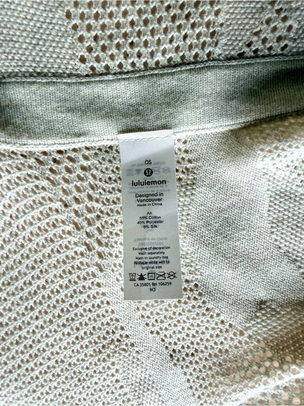Lululemon Find Your Light Wrap Heathered Light Ivory OS Cotton Silk Blend
